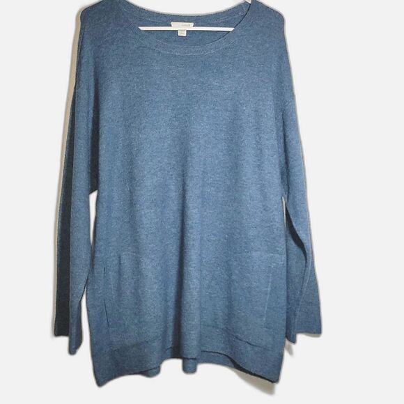 Pure Jill Blue Alpaca Blend Pocket Sweater Large Petite - Picture 1 of 10